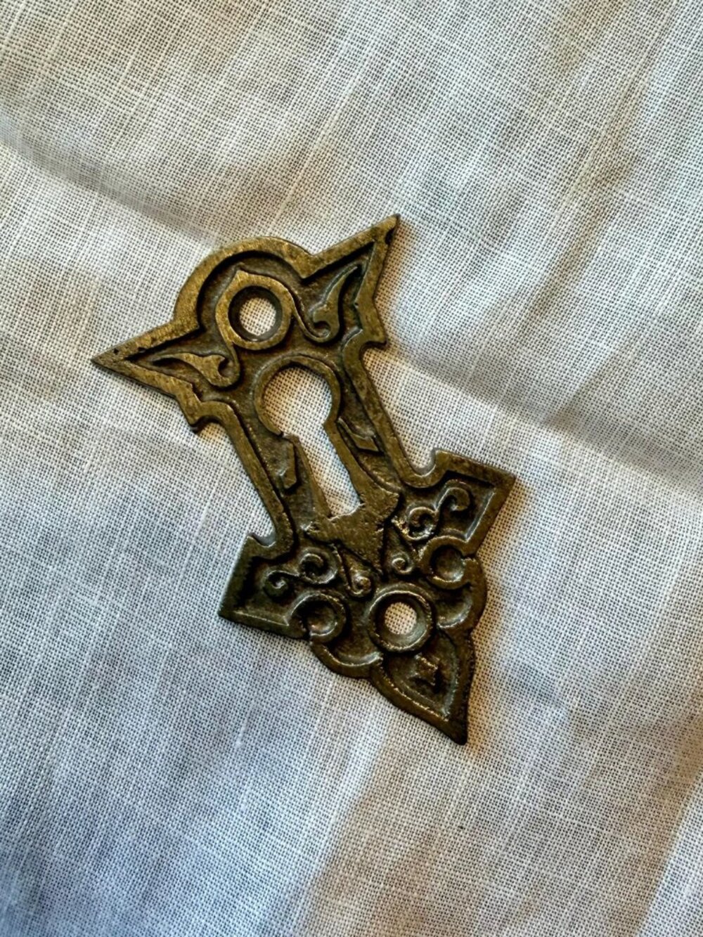 Antique Iron Skeleton Keyhole Cover